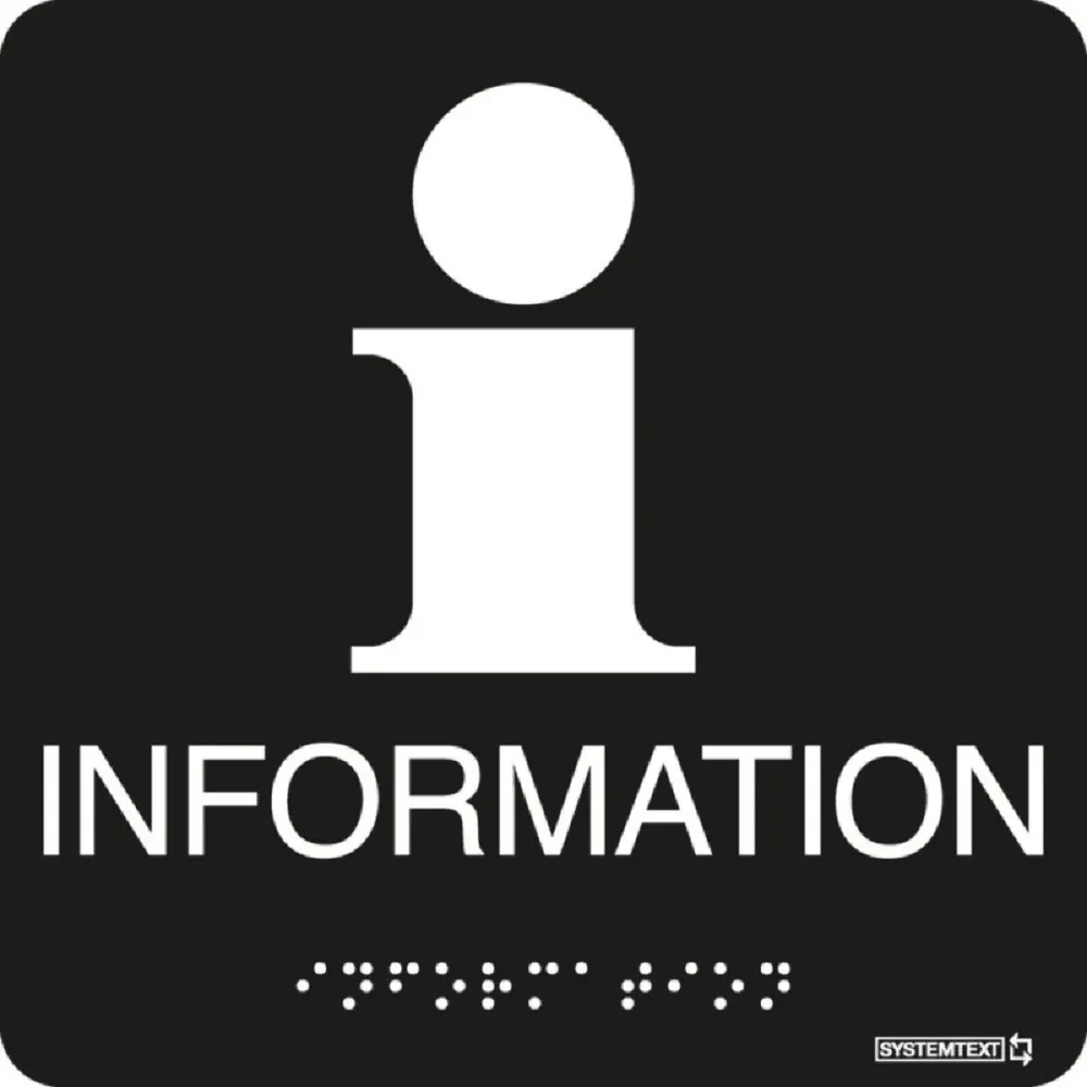 Taktil skylt "Information" Svart