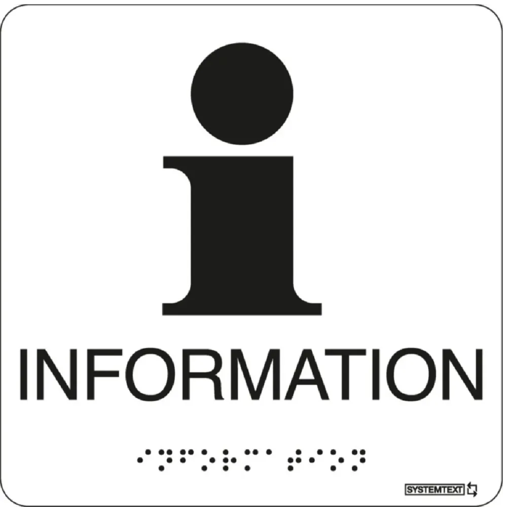 Taktil skylt "Information" Vit