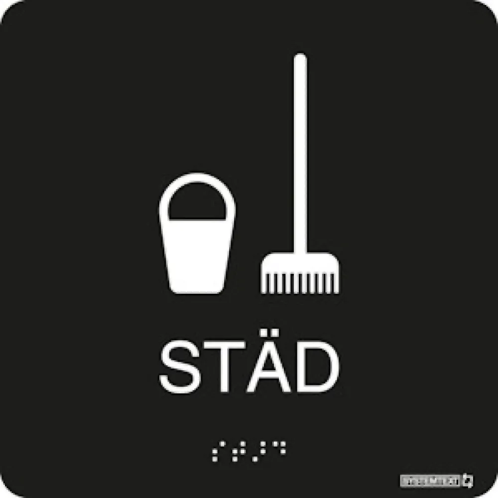 Taktil skylt "Städ" Svart