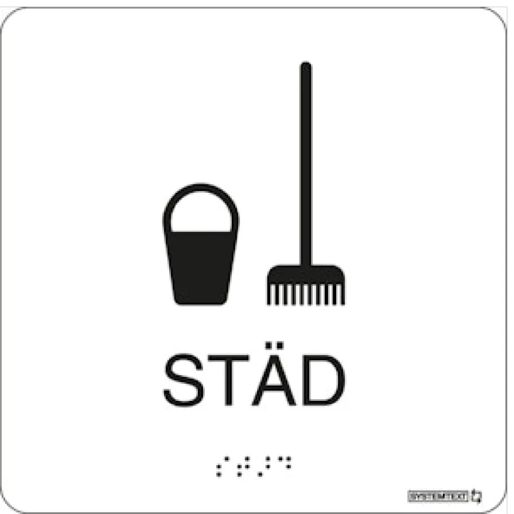 Taktil skylt "Städ" Vit