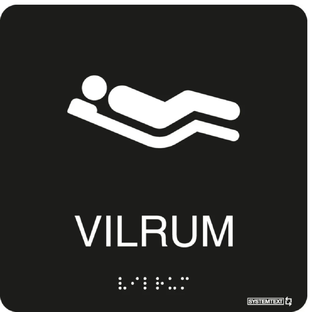 Taktil skylt "Vilrum" Svart