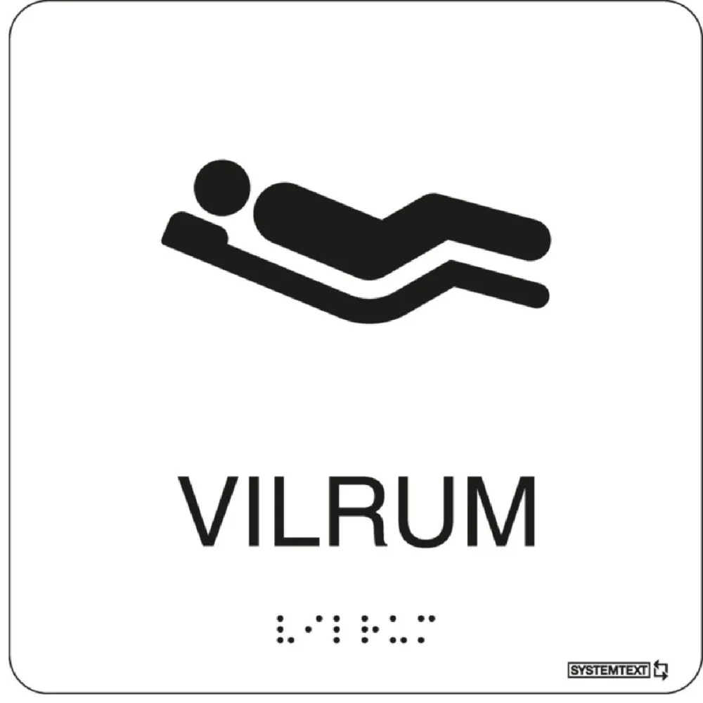 Taktil skylt "Vilrum" Vit
