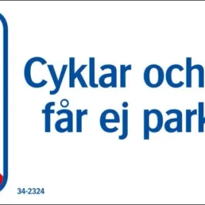 Trivsel- och ordningsskylt "Cyklar och mopeder får ej parkera här"