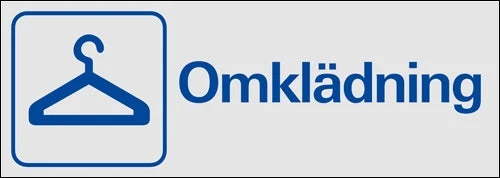 Trivsel- och ordningsskylt "Omklädning" Aluminium