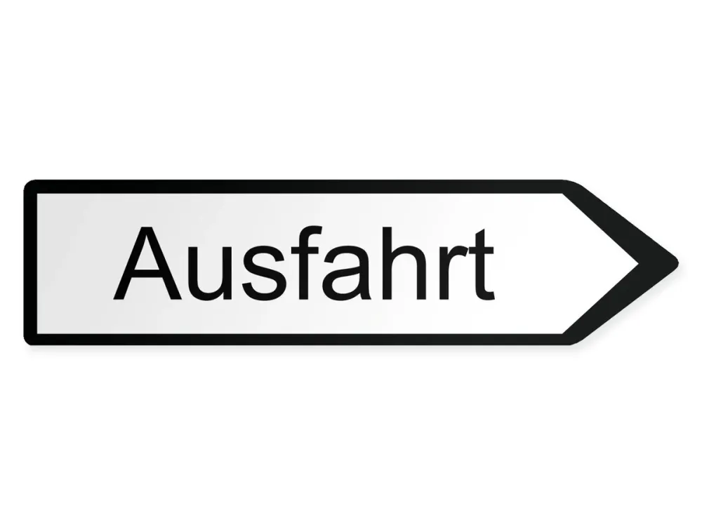 Utfart Pilskylt - höger, 40 x 10 cm