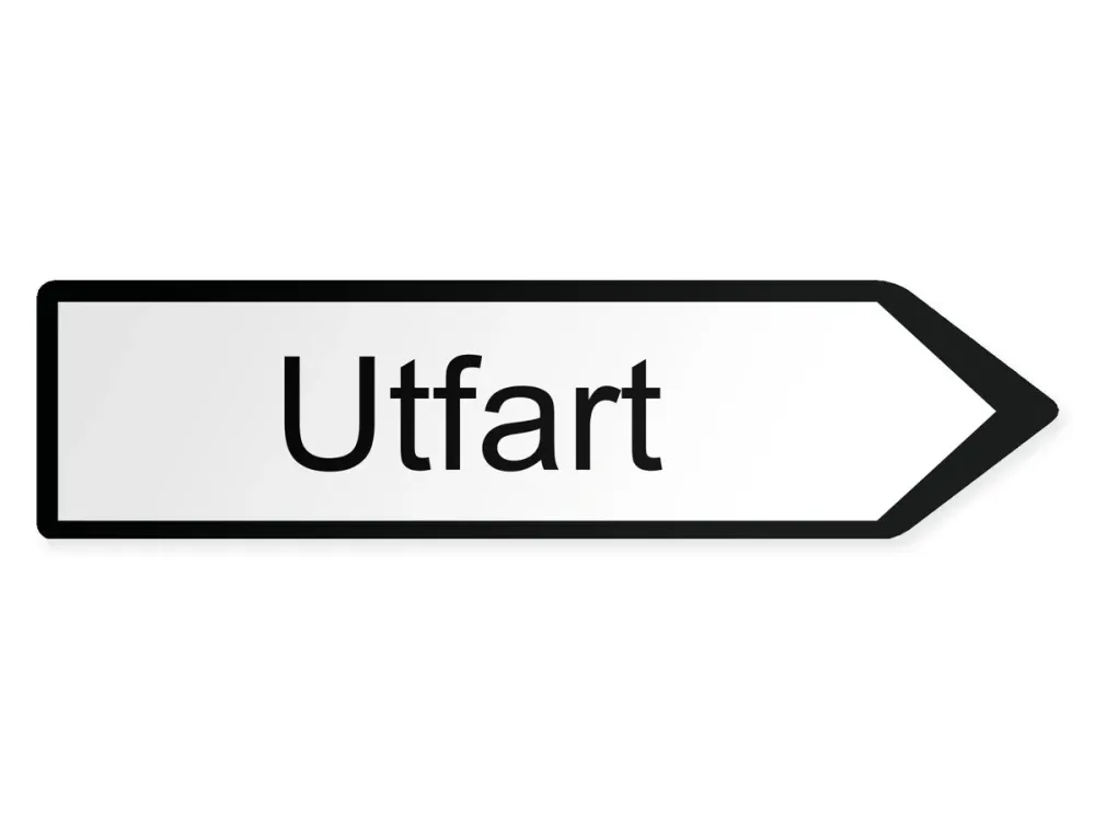 Utfart Pilskylt - höger, 40 x 10 cm