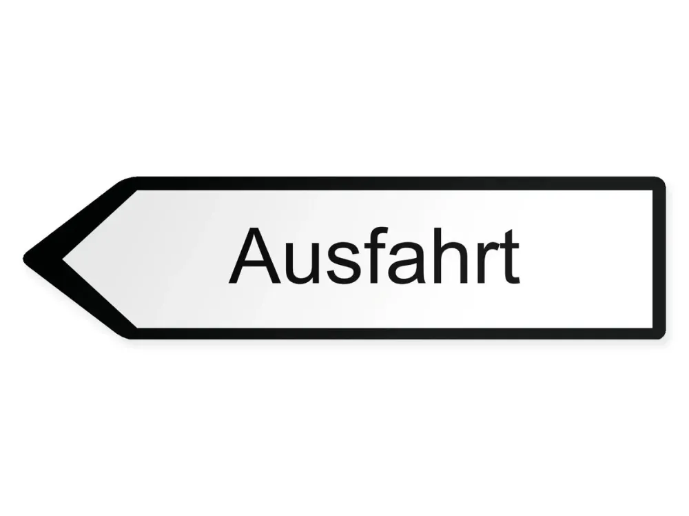 Utfart Pilskylt – vänster, 40 x 10 cm