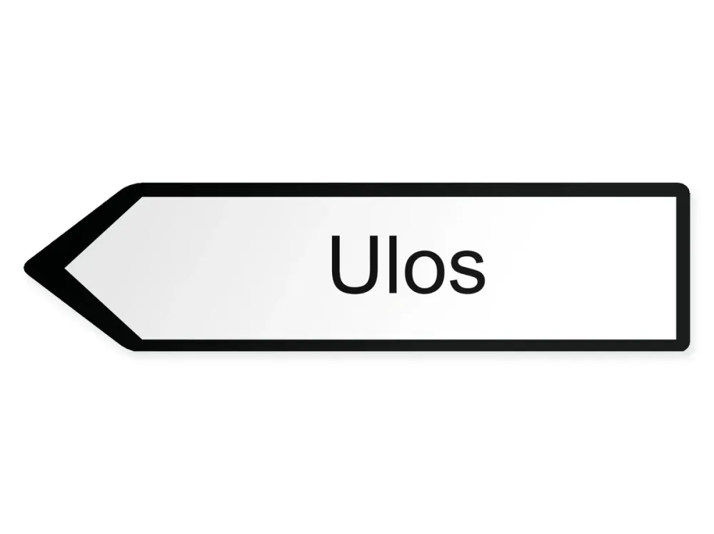 Utfart Pilskylt – vänster, 40 x 10 cm