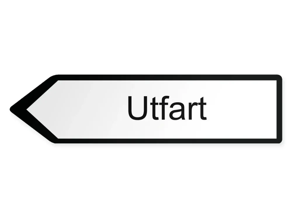 Utfart Pilskylt – vänster, 40 x 10 cm