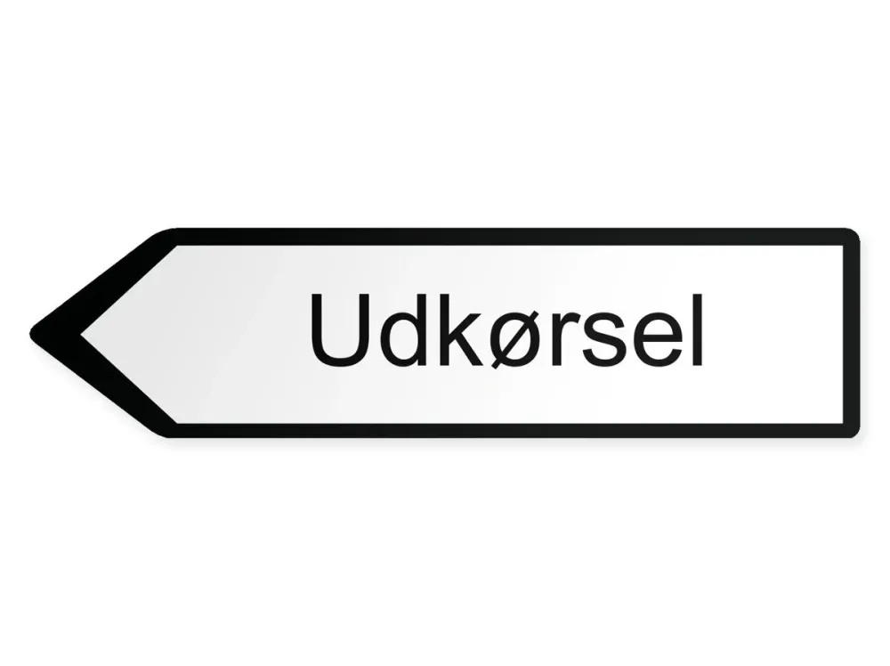 Utfart Pilskylt – vänster, 40 x 10 cm