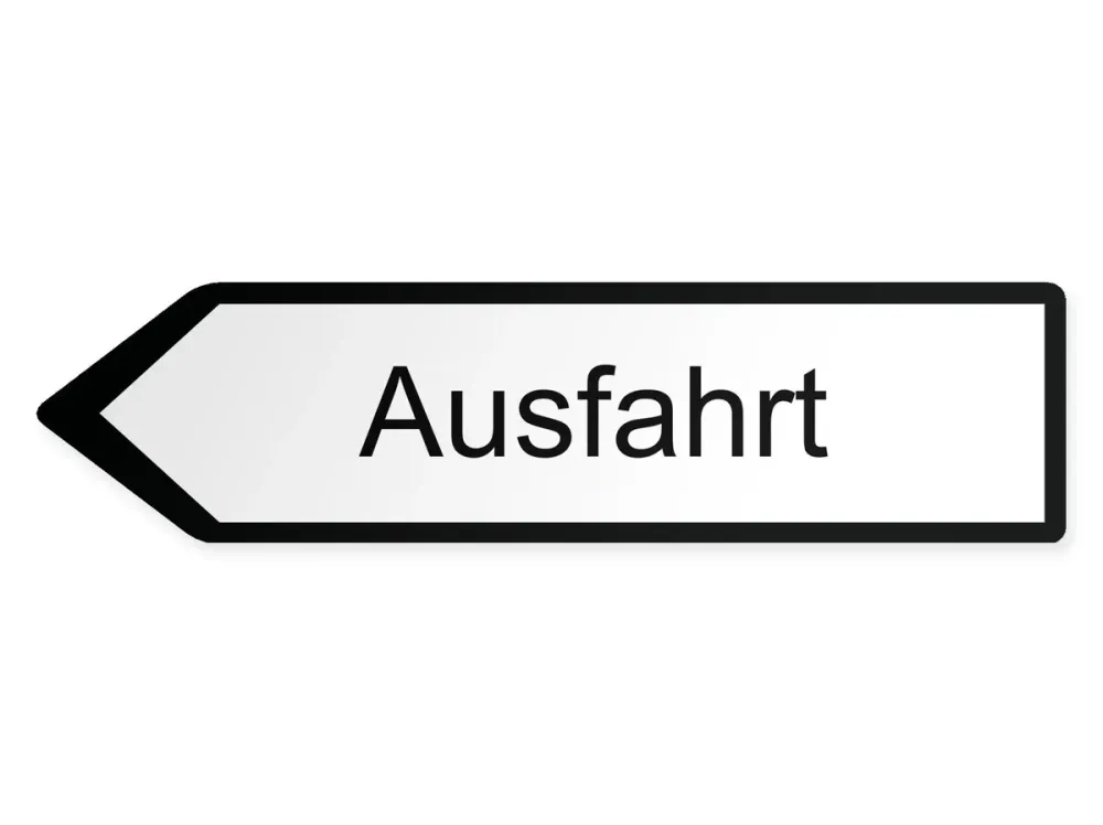 Utfart Pilskylt – vänster, 60 x 15 cm
