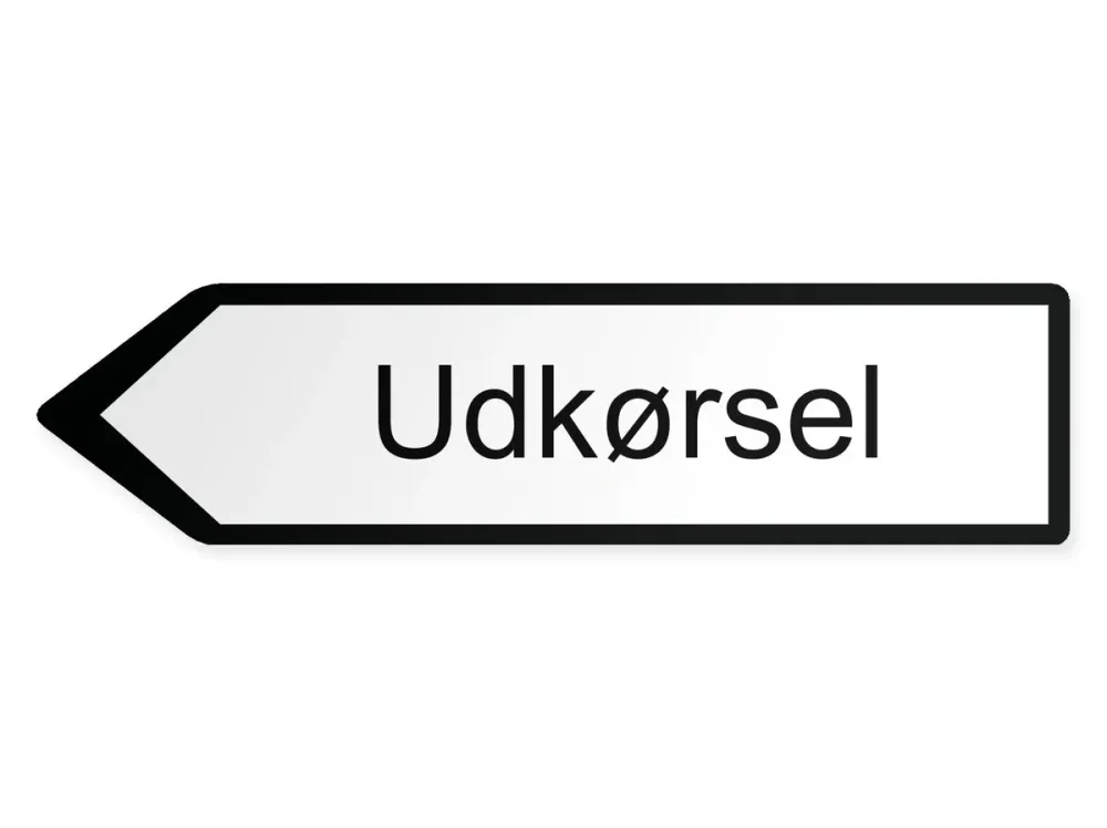 Utfart Pilskylt – vänster, 60 x 15 cm