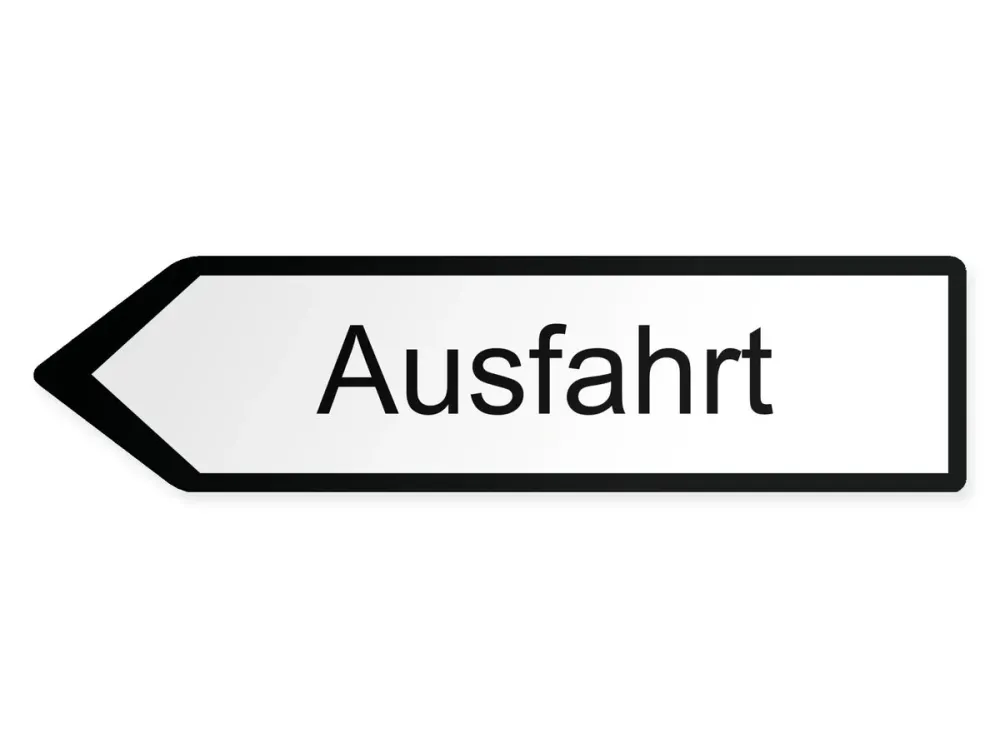 Utfart Pilskylt - vänster, 80 x 20 cm