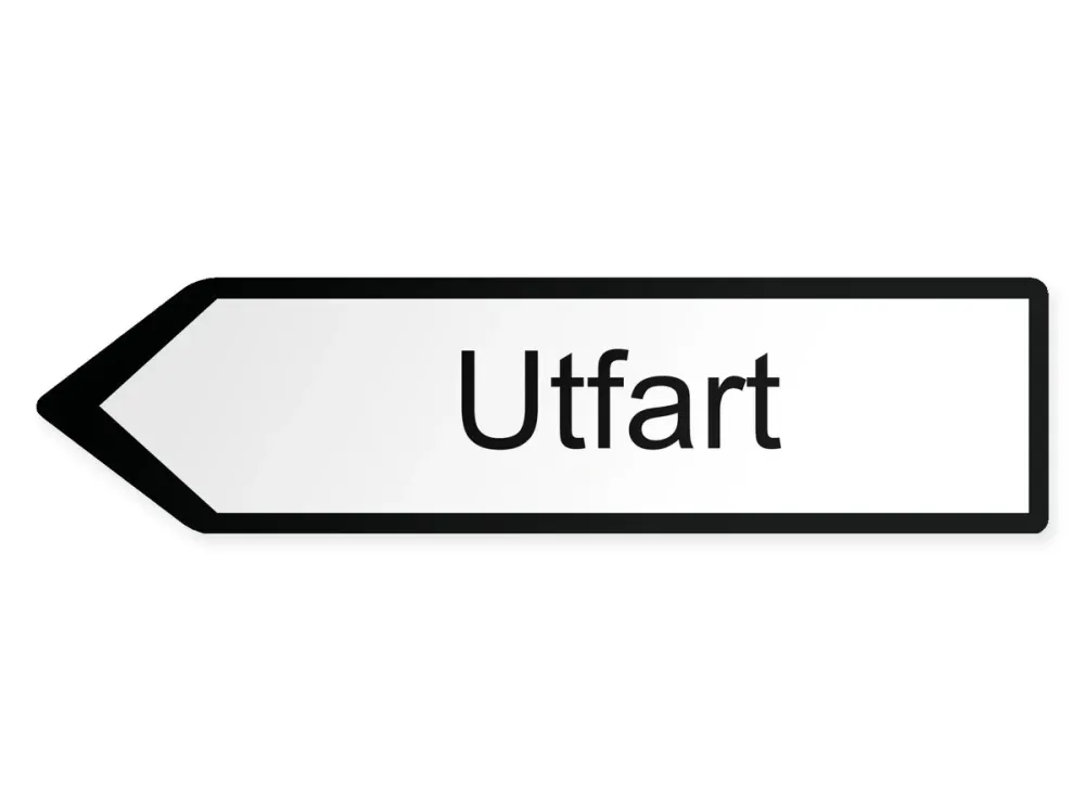 Utfart Pilskylt - vänster, 80 x 20 cm