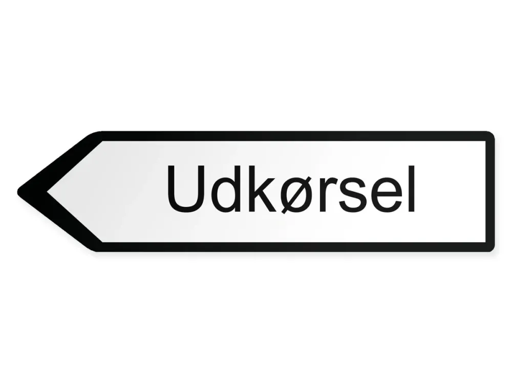 Utfart Pilskylt - vänster, 80 x 20 cm