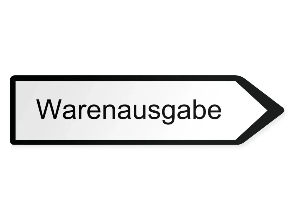 Utgående varor Pilskylt - höger, 40 x 10 cm