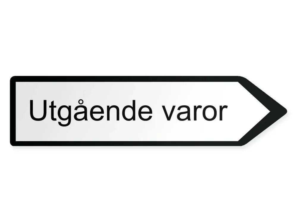 Utgående varor Pilskylt - höger, 40 x 10 cm
