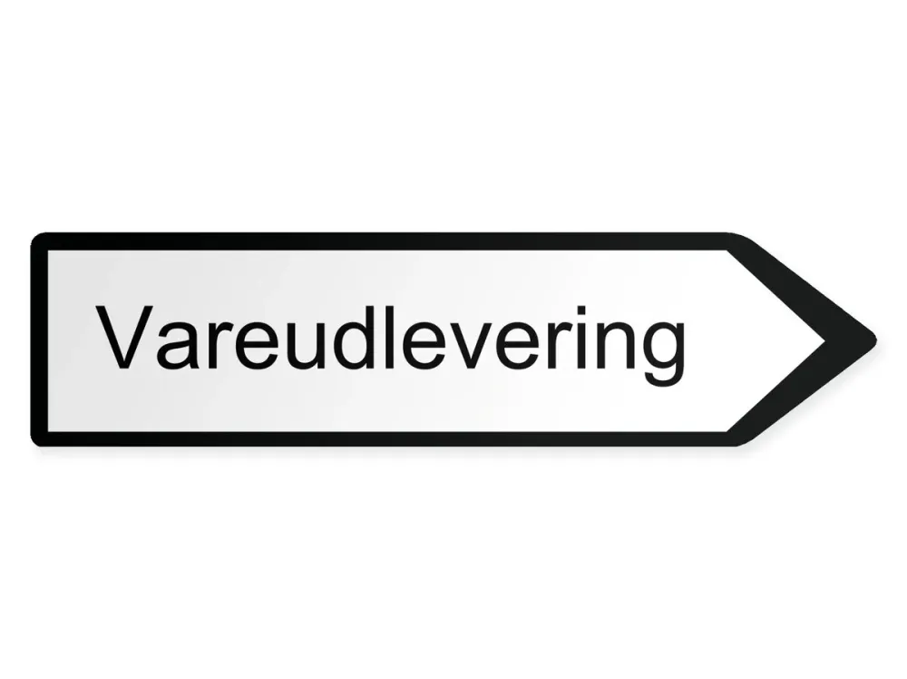 Utgående varor Pilskylt - höger, 40 x 10 cm