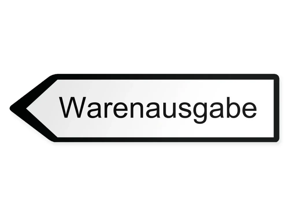 Utgående varor Pilskylt – vänster, 40 x 10 cm