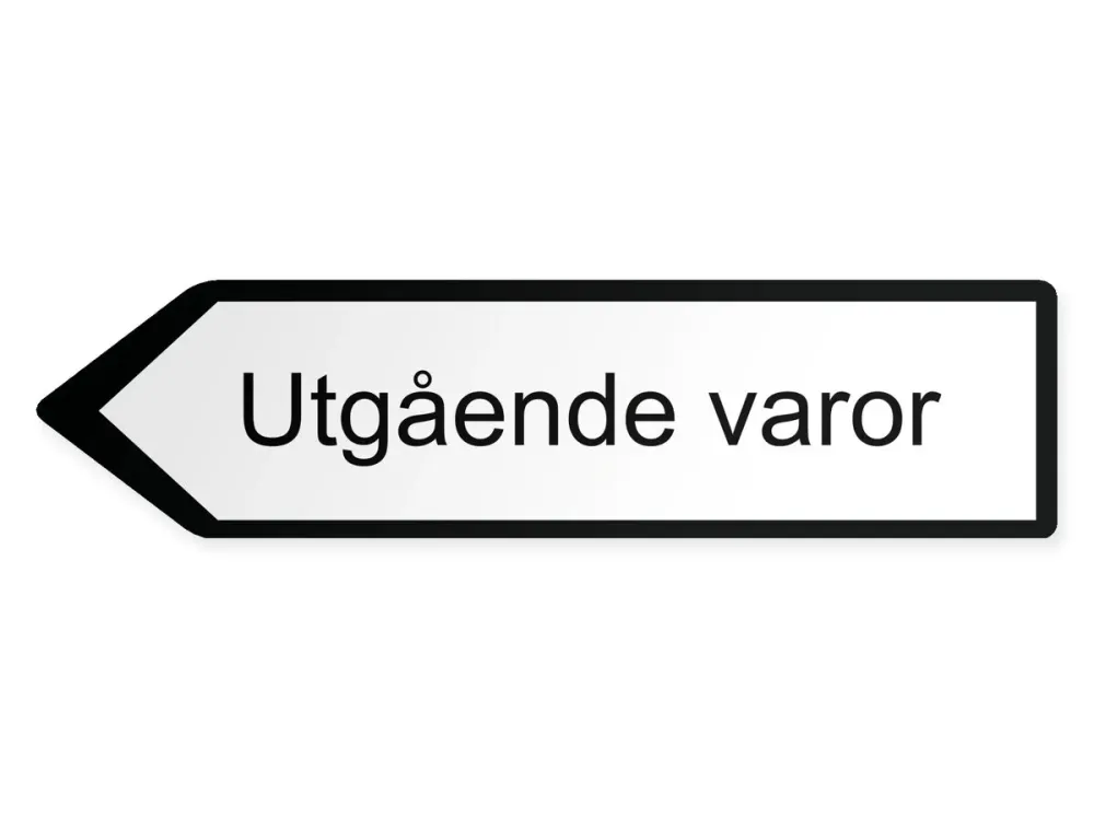Utgående varor Pilskylt – vänster, 40 x 10 cm