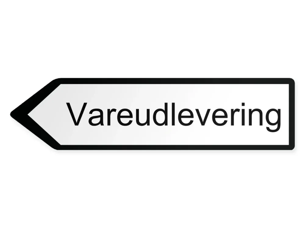 Utgående varor Pilskylt – vänster, 40 x 10 cm