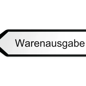 Utgående varor Pilskylt – vänster, 60 x 15 cm
