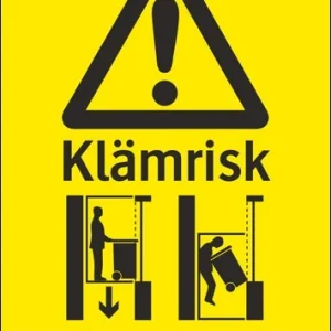 Varningsskylt "Klämrisk" A6 Hiss
