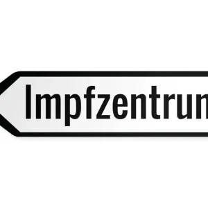 Wegweiser Impfzentrum Links, 40 x 10 cm