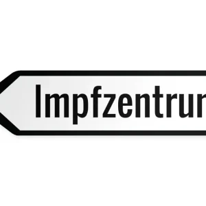 Wegweiser Impfzentrum Links, 60 x 15 cm