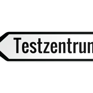 Wegweiser Testzentrum Links, 60 x 15 cm