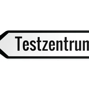 Wegweiser Testzentrum Links, 80 x 20 cm