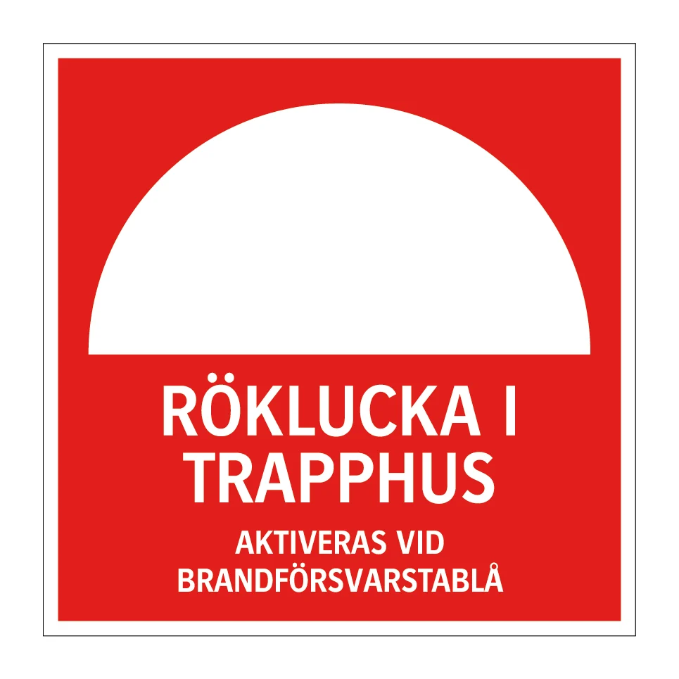 Röklucka i trapphus aktiveras vid brandförsvarstablå 210x210mm