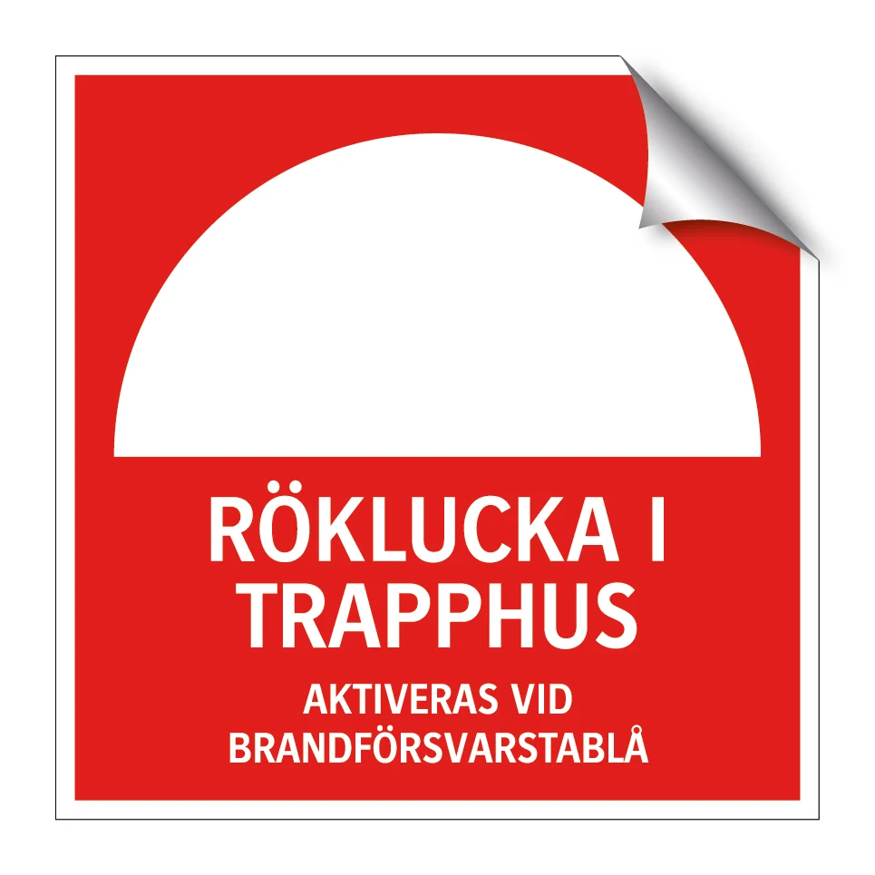 Röklucka i trapphus aktiveras vid brandförsvarstablå 210x210mm