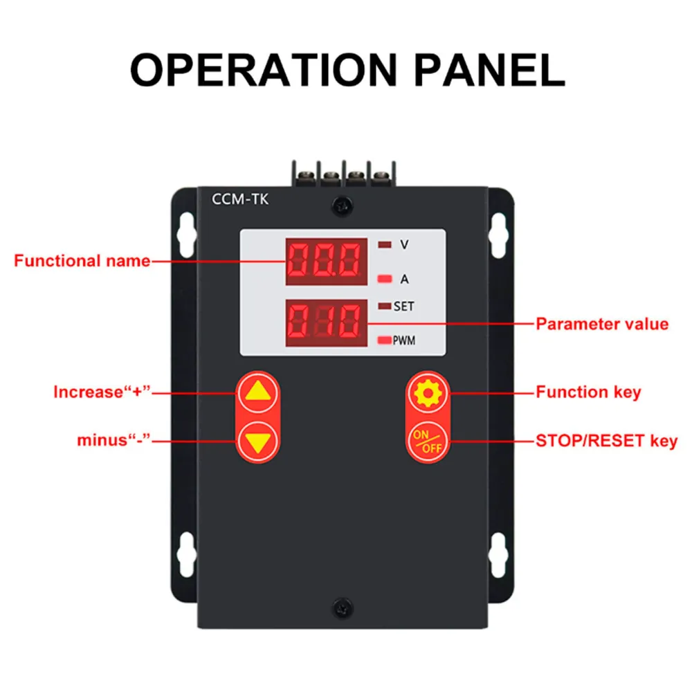 DC 12-80V 30A Digital Display Motor Speed Controller Slow Start/Stop Control
