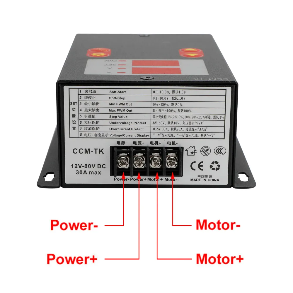 DC 12-80V 30A Digital Display Motor Speed Controller Slow Start/Stop Control