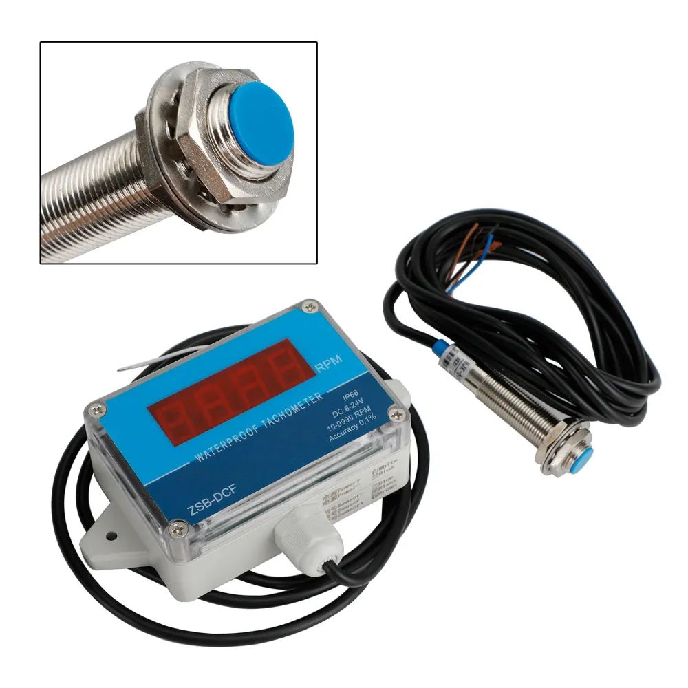 DC 8-24V Hall TACHOMETER Digital LED Motor Hastighetsmätare IP68 Vattentät