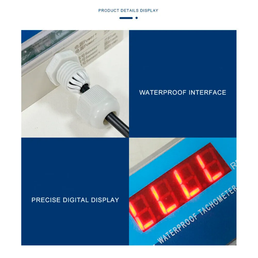 DC 8-24V Hall TACHOMETER Digital LED Motor Hastighetsmätare IP68 Vattentät