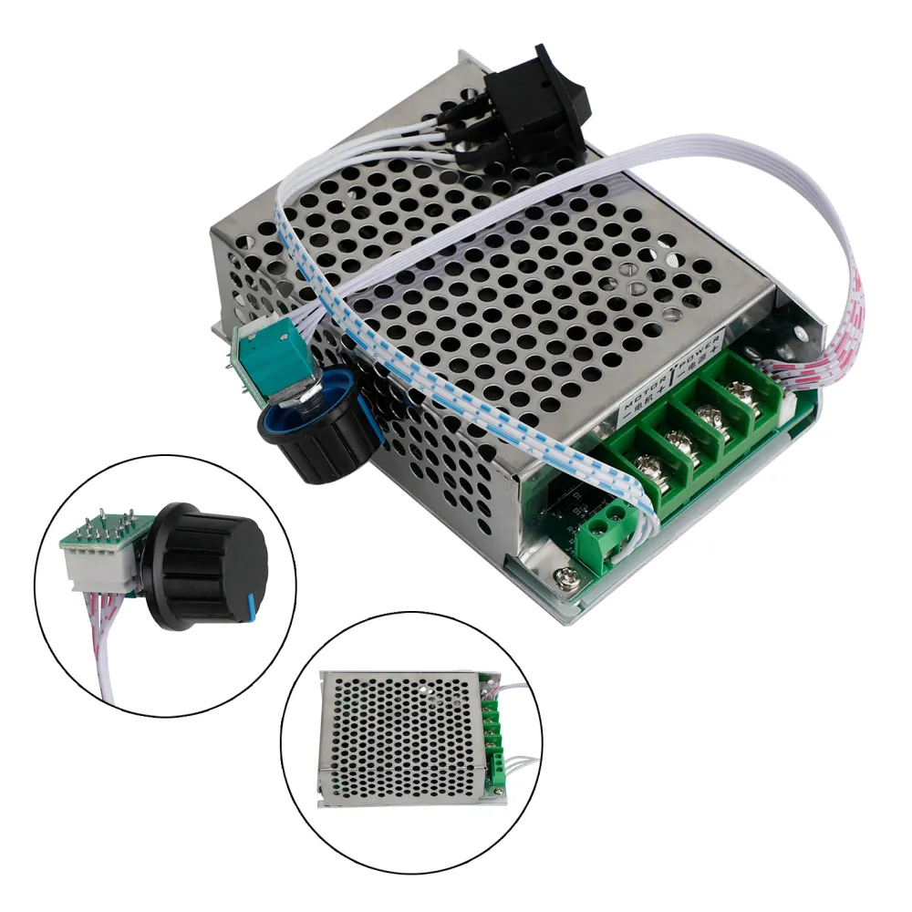 DC10V-50V 12V 24V 36V 40A PWM DC Motorhastighetsregulator CW CCW Reversible Switch