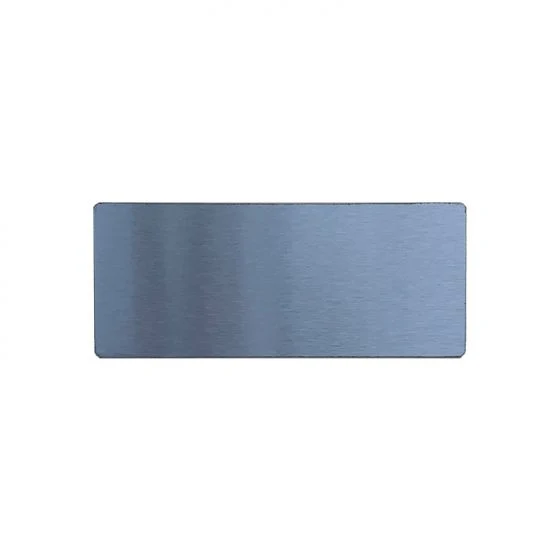 Skylt i rostfritt stål 12 cm x 5 cm