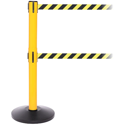 FlexiBarrier Stolpe med utdragbart band - SafetyPlus Dubbel 3,4 m - (2x3,4 m band)