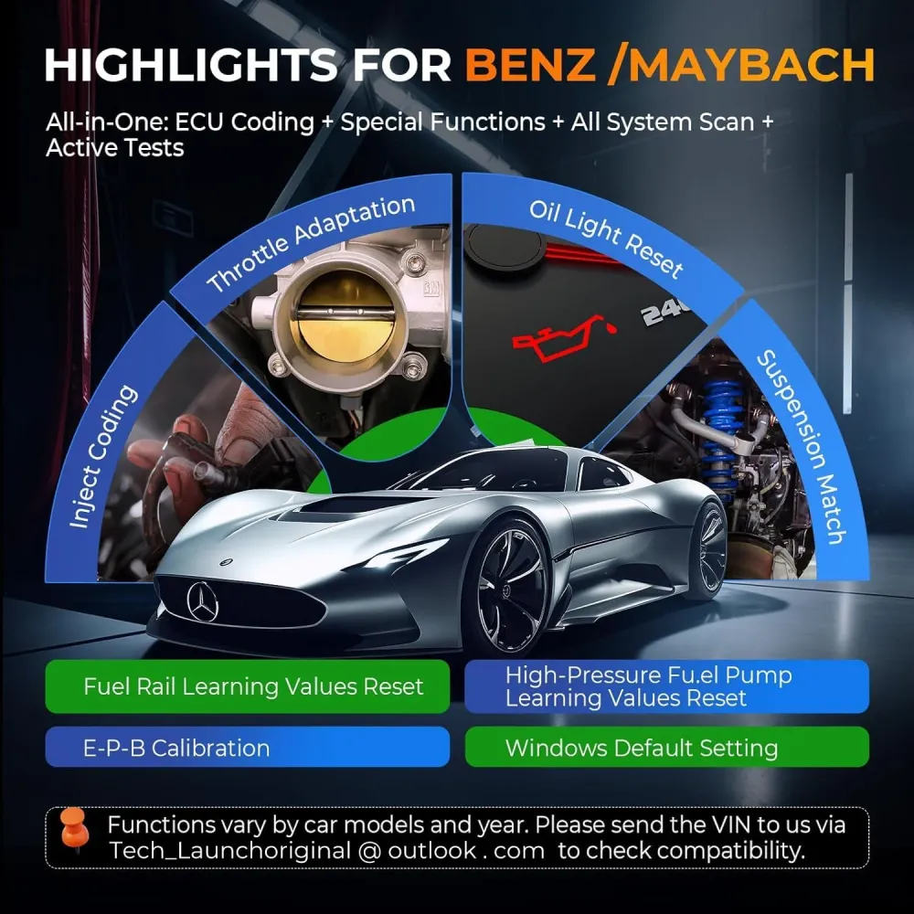 LAUNCH X431 Creader Elite 2.0 BBA OBD2 bil scanner til BMW, Mercedes-Benz, VW, Audi, Maybach, Kompakt, RollsRoyce