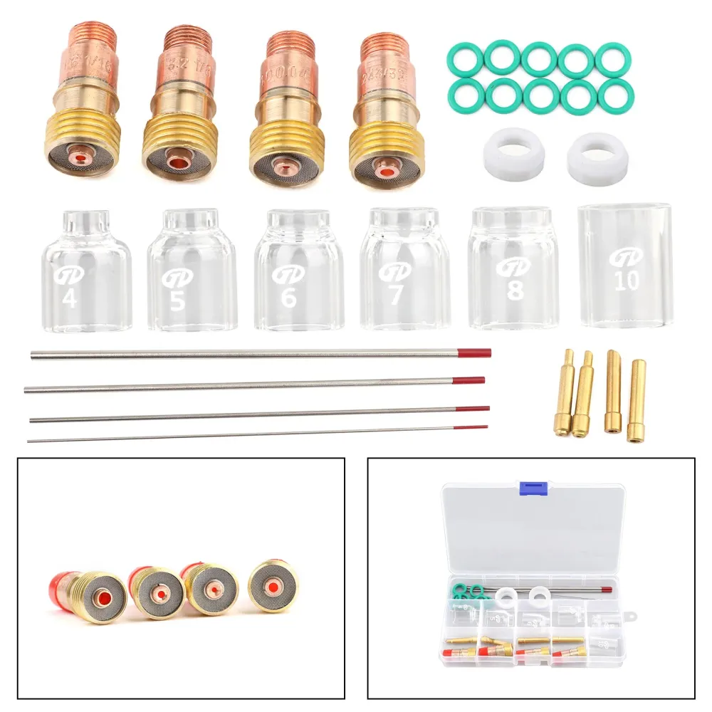 30st Tig Welding Stubby Gas Lens Pyrex Cup Kit Fits Tig WP-17/18/26 Torch