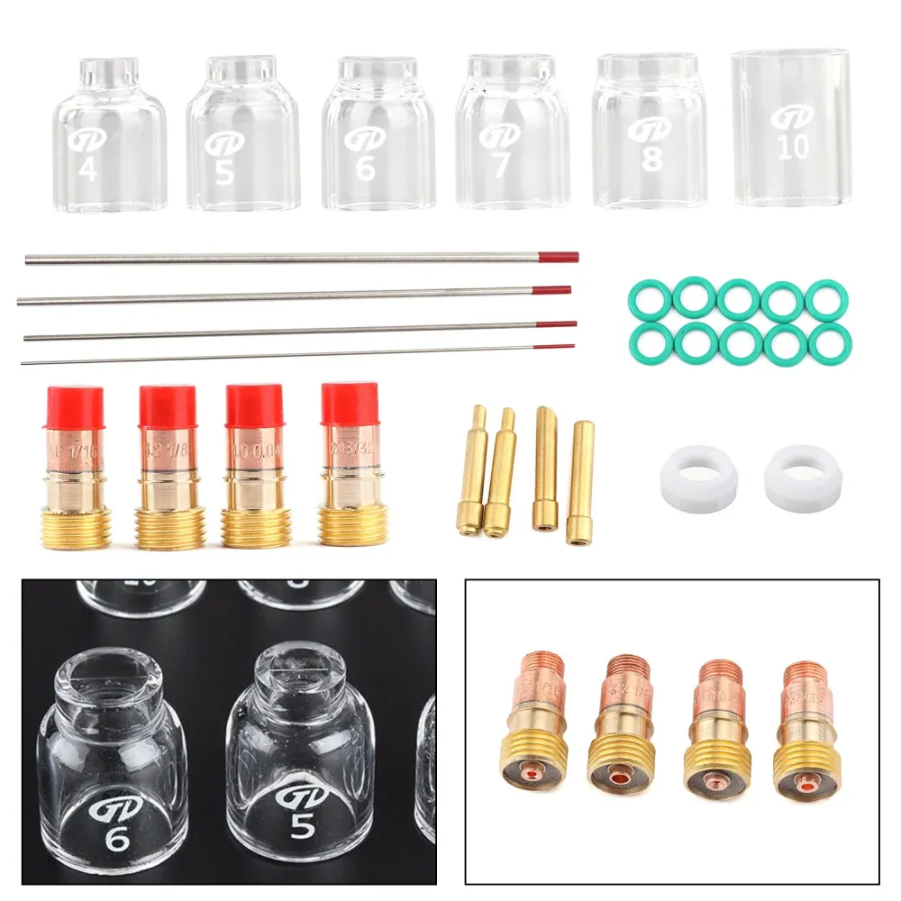 30st Tig Welding Stubby Gas Lens Pyrex Cup Kit Fits Tig WP-17/18/26 Torch
