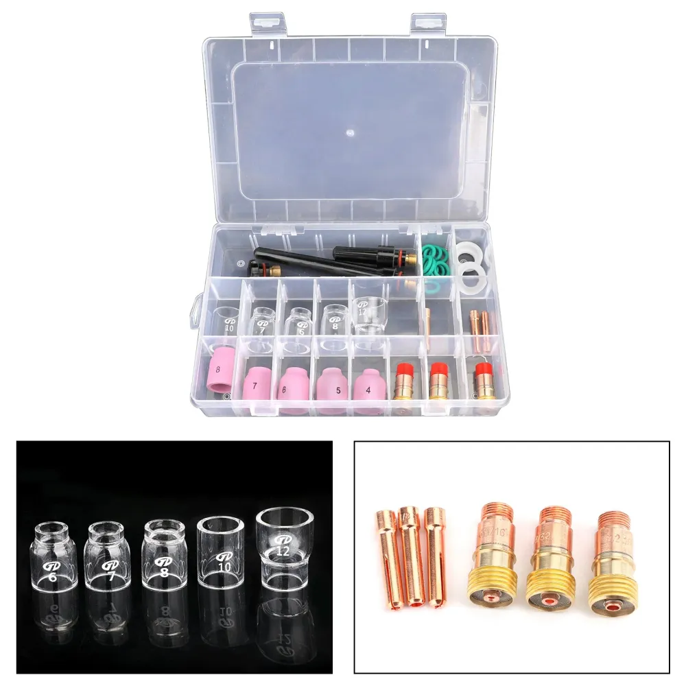 31st Tig Welding Torch Stubby Gas Lens #12 Pyrex Glass Cup Kit för WP-17/18/26