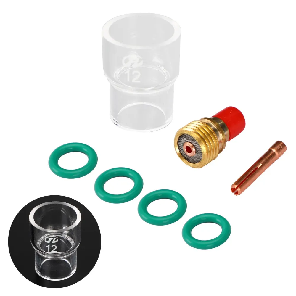 7st TIG Svetsfackla Stubby Gas Lens Pyrex Glass Cup Kit för WP-9/20/25