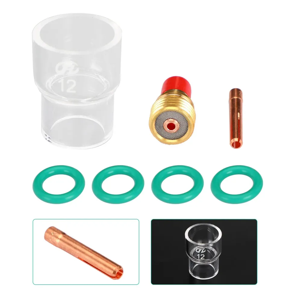 7st TIG Svetsfackla Stubby Gas Lens Pyrex Glass Cup Kit för WP-9/20/25