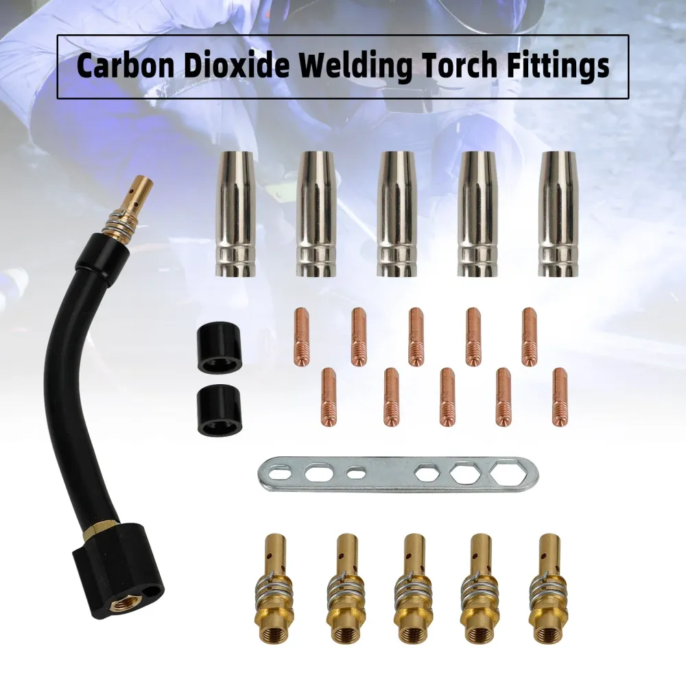 24 datorer 15AK MIG/MAG Svetsningsfackla Kontakt Tips Holder Gas Munstycke Swan Neck Parts