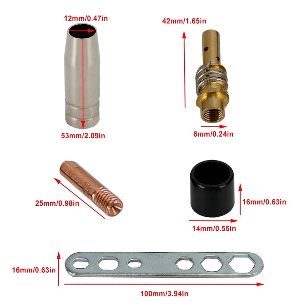 24 datorer 15AK MIG/MAG Svetsningsfackla Kontakt Tips Holder Gas Munstycke Swan Neck Parts