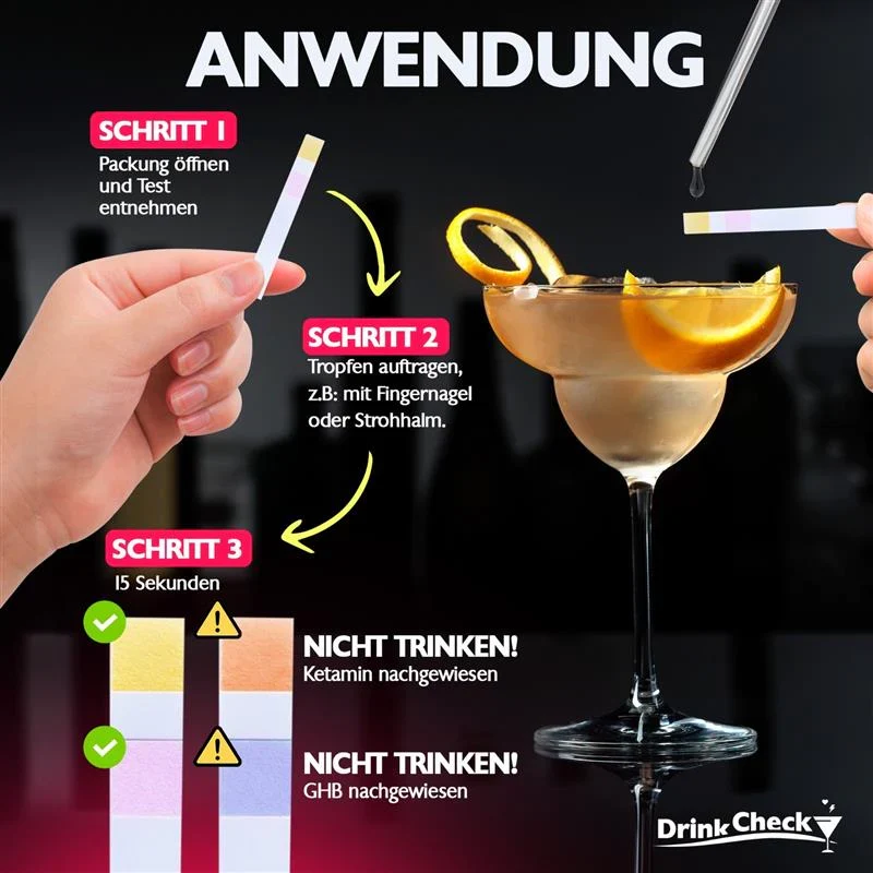 DrinkCheck snabbtest för droger i dryck för detektering av ketamin, GHB, skopolamin och kokain