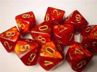 Chessex Ten D10 Place - Scarab Scarlet med Guld